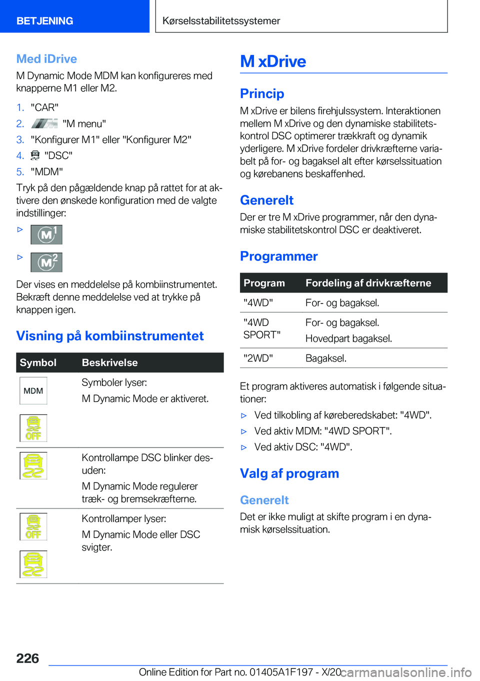 BMW M5 2021  InstruktionsbØger (in Danish) �M�e�d��i�D�r�i�v�e
�M��D�y�n�a�m�i�c��M�o�d�e��M�D�M��k�a�n��k�o�n�f�i�g�u�r�e�r�e�s��m�e�d
�k�n�a�p�p�e�r�n�e��M�1��e�l�l�e�r��M�2�.�1�.��C�A�R��2�.����M��m�e�n�u��3�.��K�o�n�f�i�g