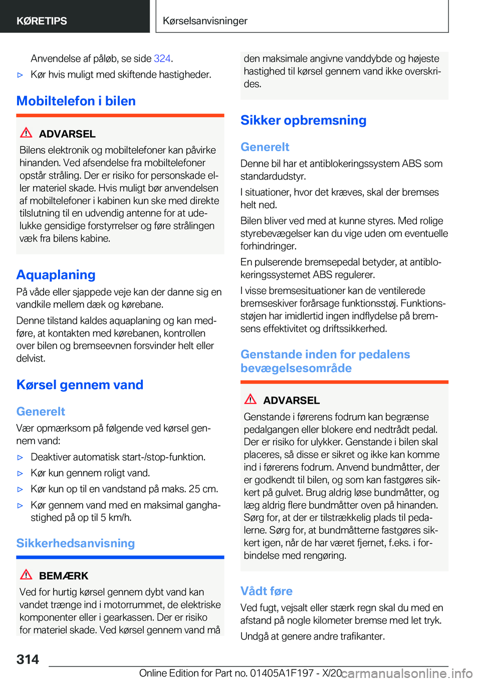 BMW M5 2021  InstruktionsbØger (in Danish) �A�n�v�e�n�d�e�l�s�e��a�f��p�å�l�