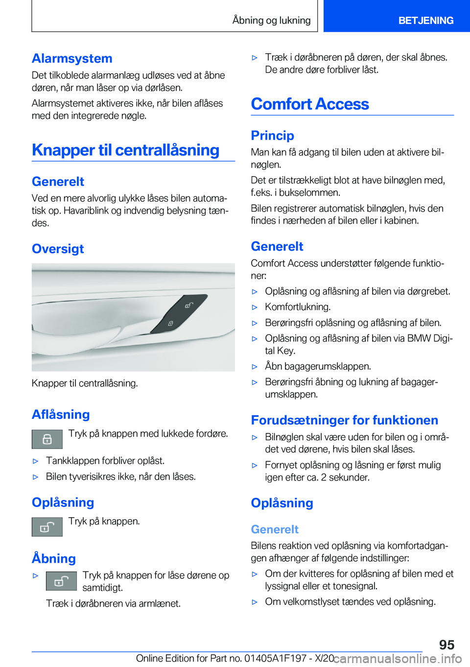 BMW M5 2021  InstruktionsbØger (in Danish) �A�l�a�r�m�s�y�s�t�e�m
�D�e�t��t�i�l�k�o�b�l�e�d�e��a�l�a�r�m�a�n�l�æ�g��u�d�l�
