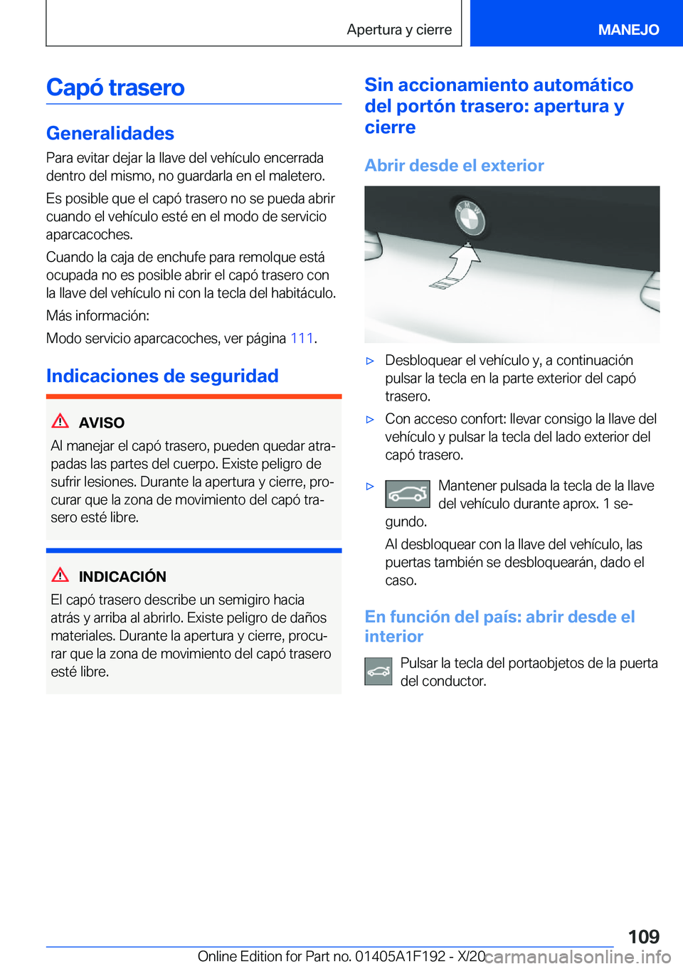 BMW M5 2021  Manuales de Empleo (in Spanish) �C�a�p�