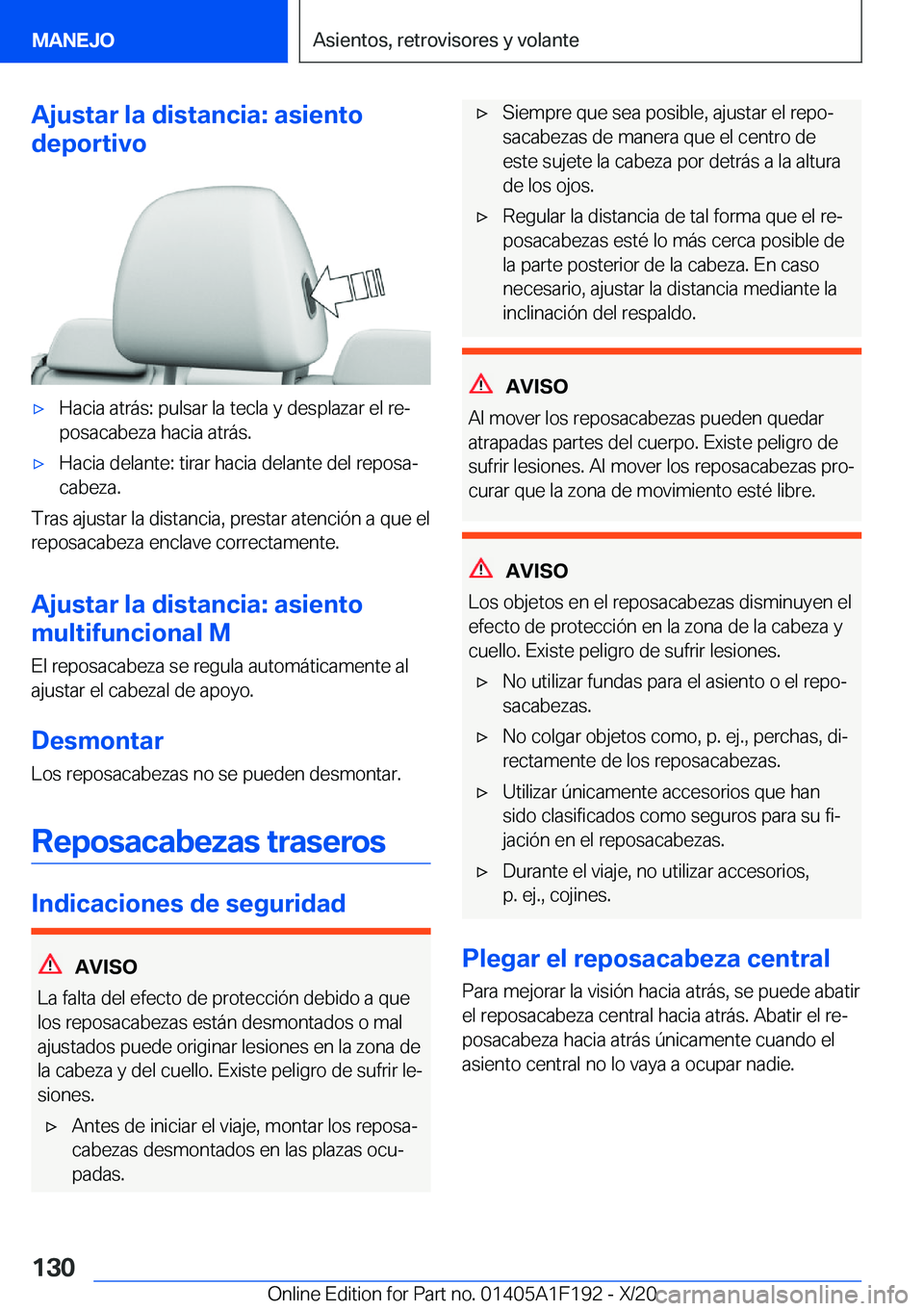 BMW M5 2021  Manuales de Empleo (in Spanish) �A�j�u�s�t�a�r��l�a��d�i�s�t�a�n�c�i�a�:��a�s�i�e�n�t�o
�d�e�p�o�r�t�i�v�ox�H�a�c�i�a��a�t�r�