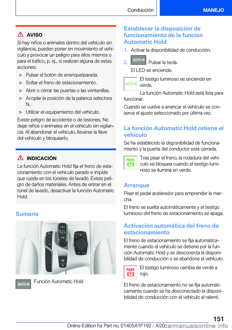 BMW M5 2021  Manuales de Empleo (in Spanish) �A�V�I�S�O
�S�i��h�a�y��n�i�