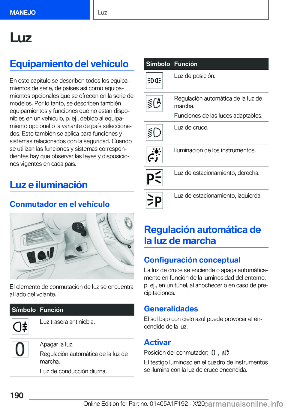 BMW M5 2021  Manuales de Empleo (in Spanish) �L�u�z�E�q�u�i�p�a�m�i�e�n�t�o��d�e�l��v�e�h�