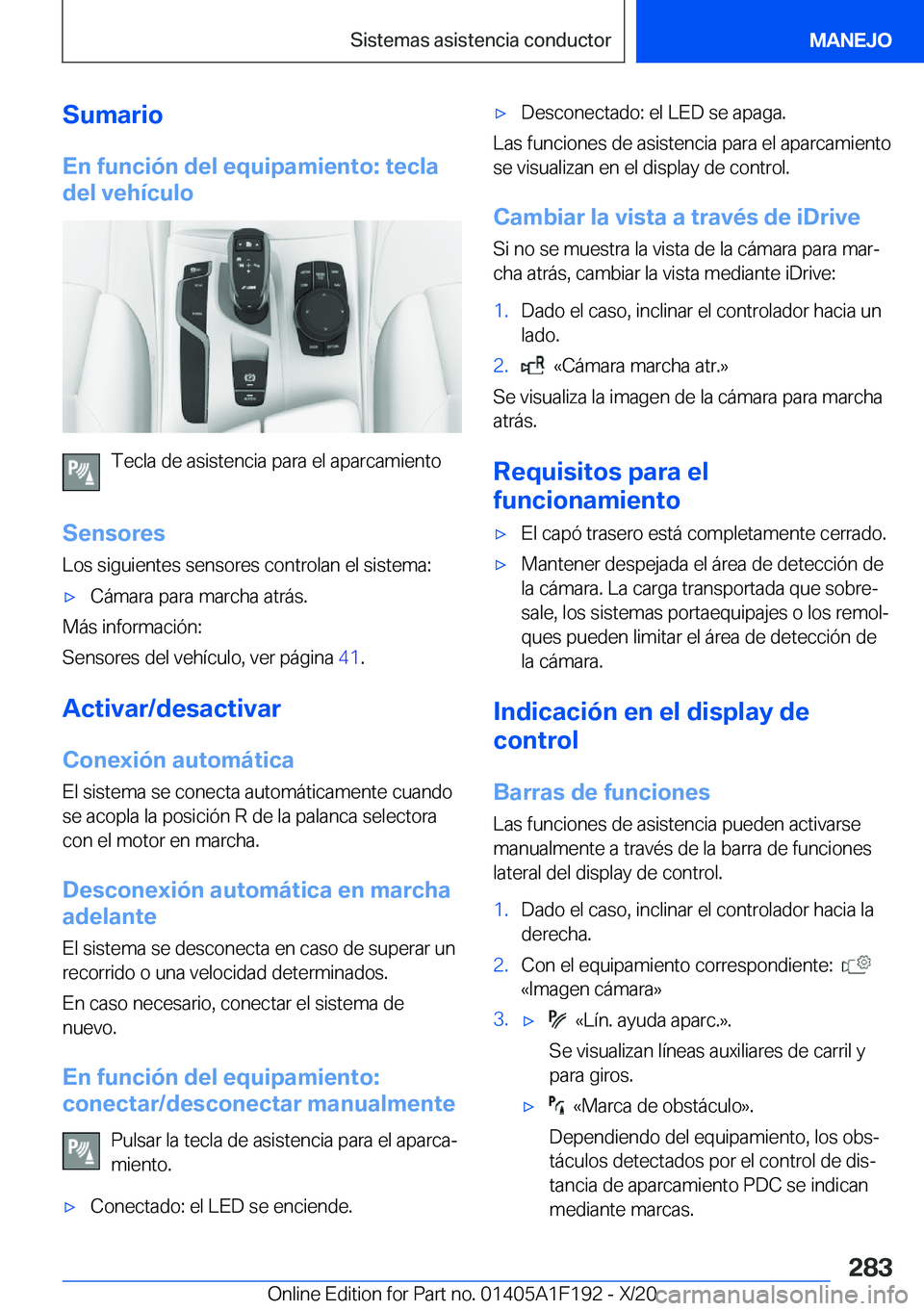 BMW M5 2021  Manuales de Empleo (in Spanish) �S�u�m�a�r�i�o�E�n��f�u�n�c�i�