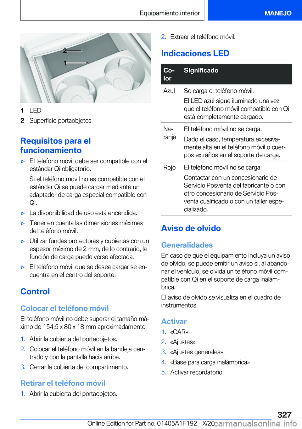 BMW M5 2021  Manuales de Empleo (in Spanish) �1�L�E�D�2�S�u�p�e�r�f�i�c�i�e��p�o�r�t�a�o�b�j�e�t�o�s
�R�e�q�u�i�s�i�t�o�s��p�a�r�a��e�l
�f�u�n�c�i�o�n�a�m�i�e�n�t�o
x�E�l��t�e�l�
