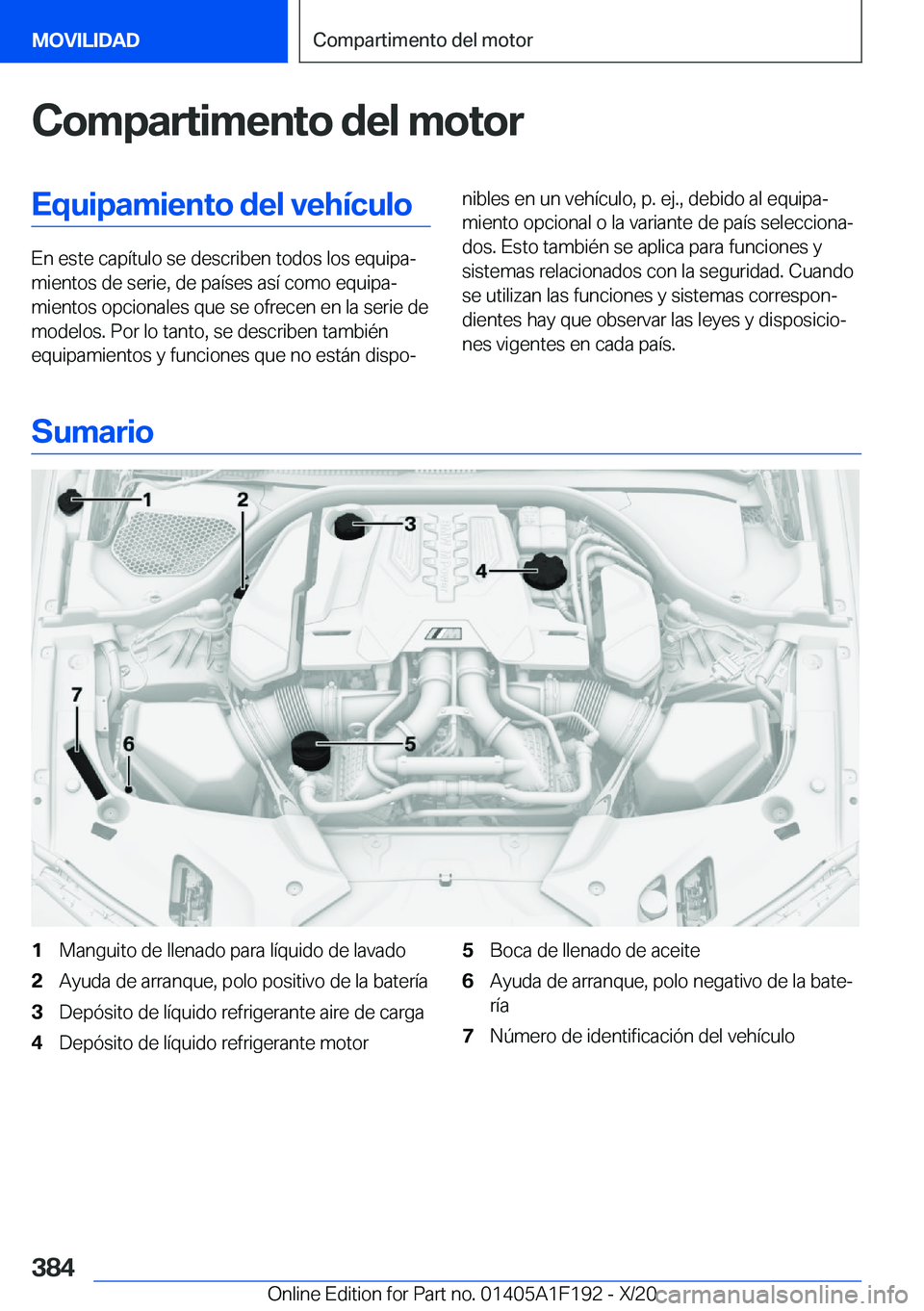 BMW M5 2021  Manuales de Empleo (in Spanish) �C�o�m�p�a�r�t�i�m�e�n�t�o��d�e�l��m�o�t�o�r�E�q�u�i�p�a�m�i�e�n�t�o��d�e�l��v�e�h�