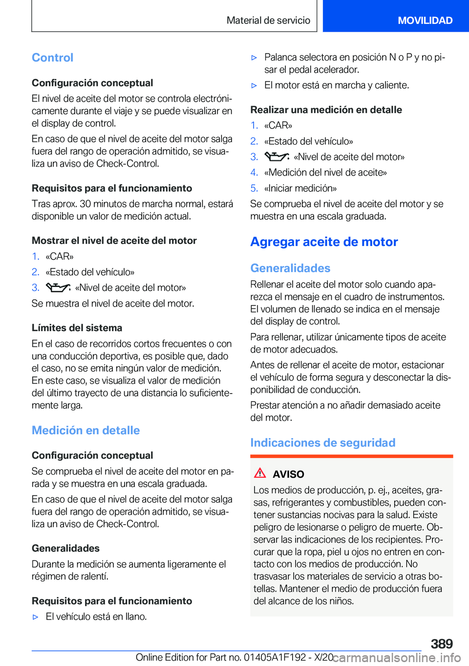 BMW M5 2021  Manuales de Empleo (in Spanish) �C�o�n�t�r�o�l�C�o�n�f�i�g�u�r�a�c�i�