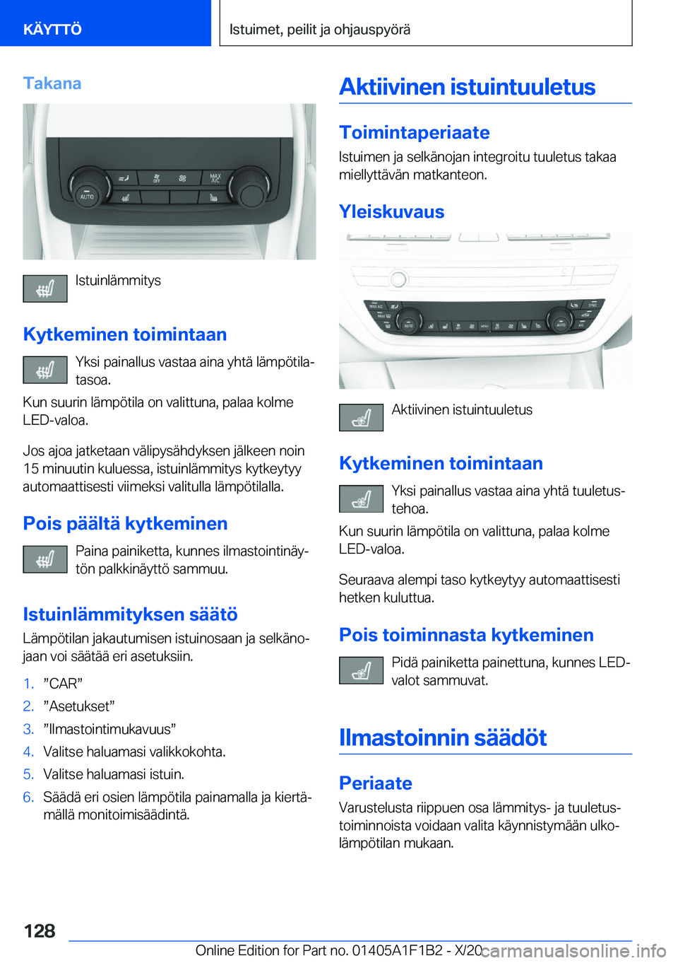 BMW M5 2021  Omistajan Käsikirja (in Finnish) �T�a�k�a�n�a
�I�s�t�u�i�n�l�