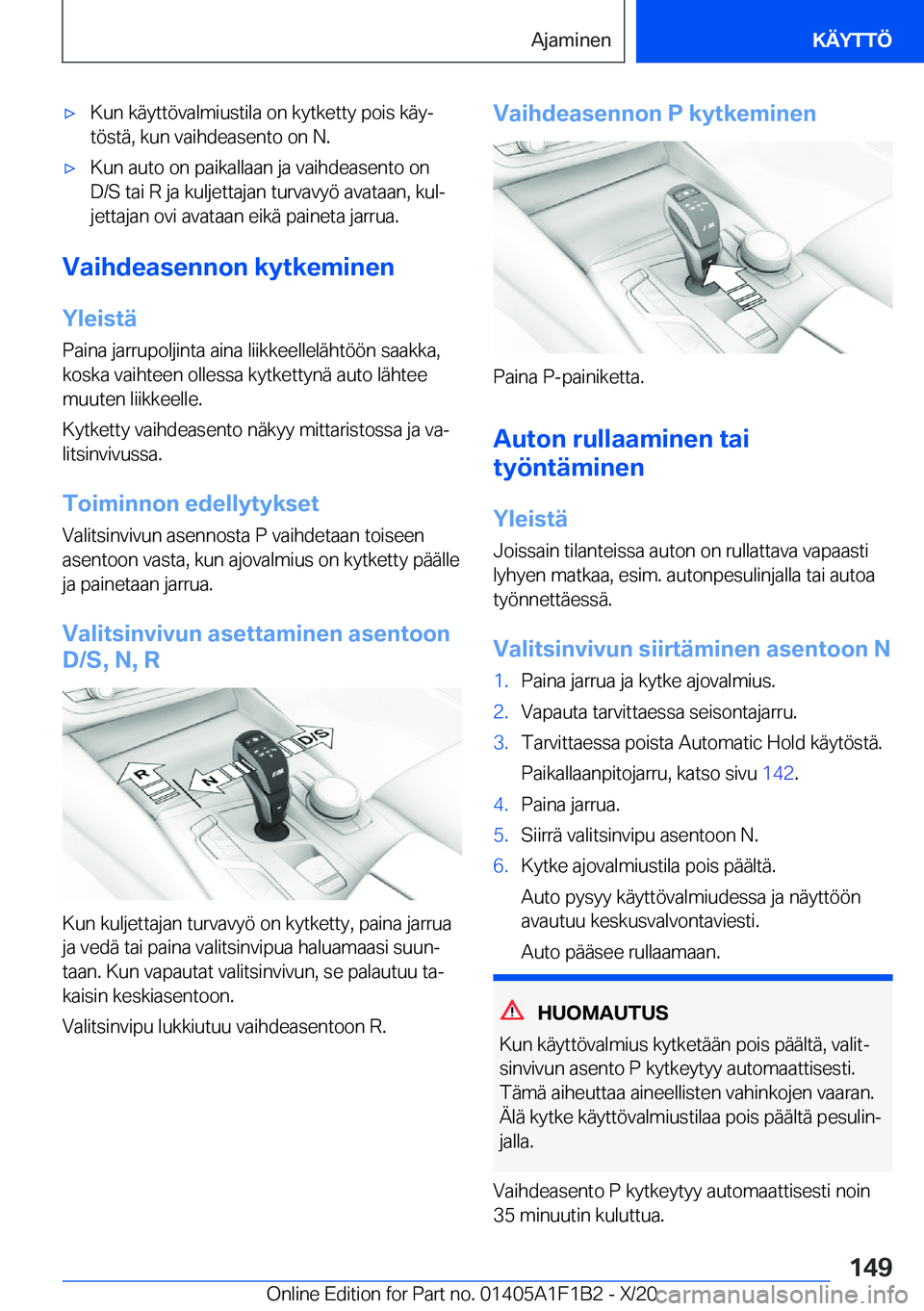 BMW M5 2021  Omistajan Käsikirja (in Finnish) 'x�K�u�n��k�