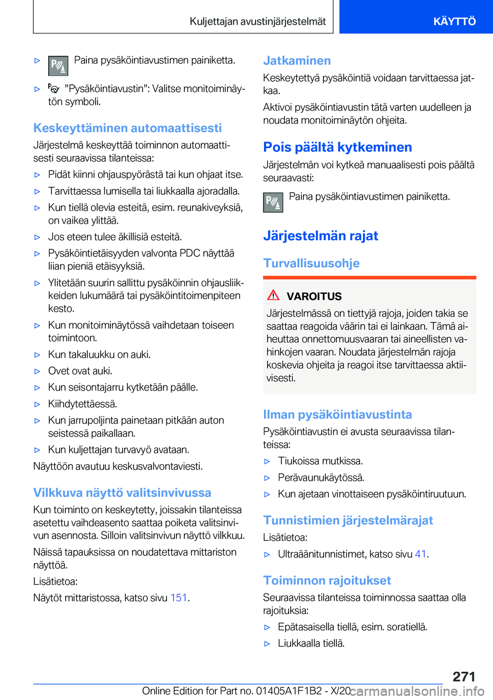 BMW M5 2021  Omistajan Käsikirja (in Finnish) 'x�P�a�i�n�a��p�y�s�