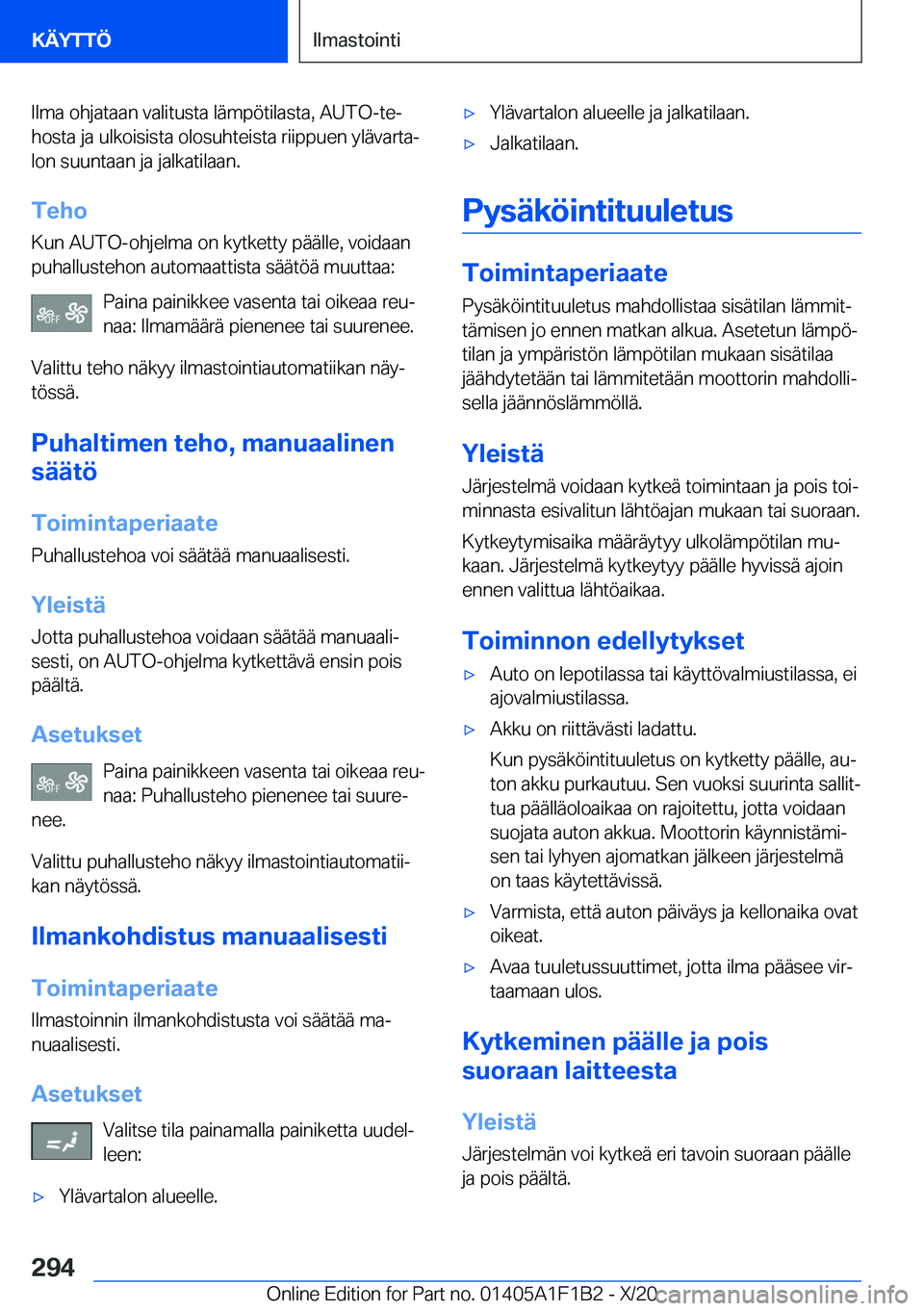 BMW M5 2021  Omistajan Käsikirja (in Finnish) �I�l�m�a��o�h�j�a�t�a�a�n��v�a�l�i�t�u�s�t�a��l�