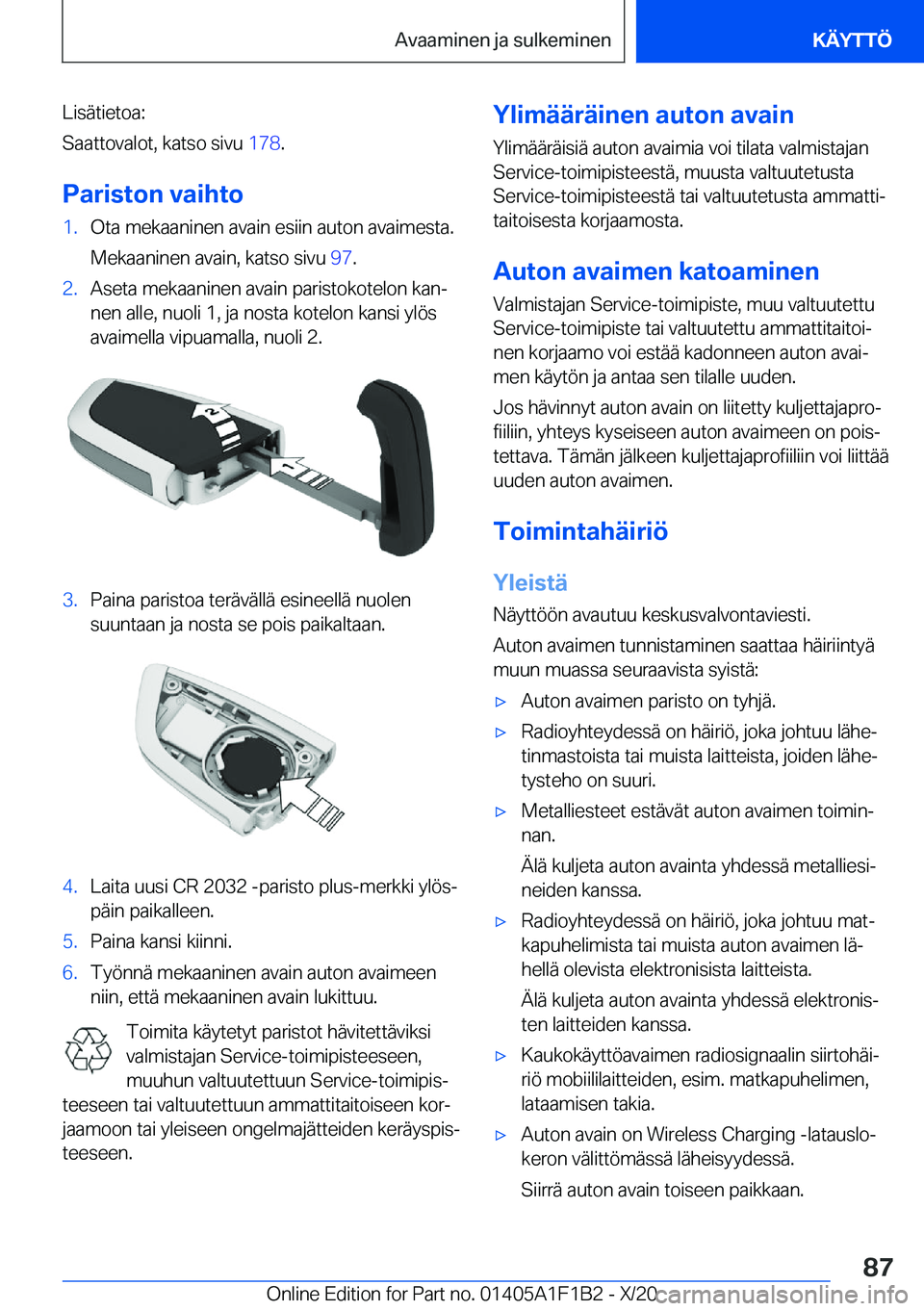 BMW M5 2021  Omistajan Käsikirja (in Finnish) �L�i�s�