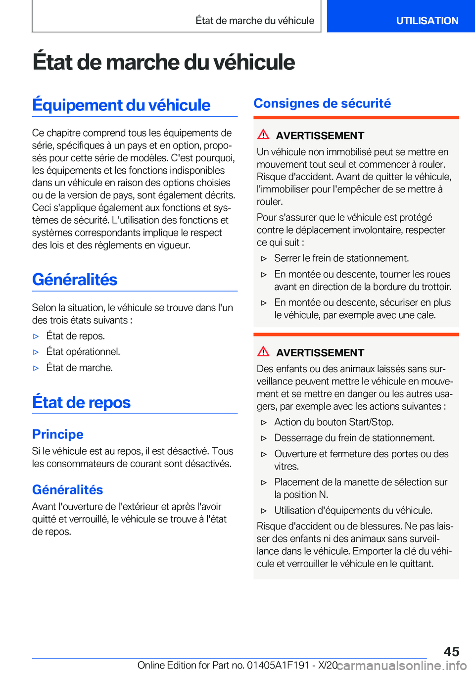 BMW M5 2021  Notices Demploi (in French) �