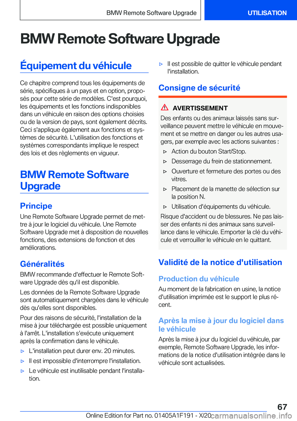 BMW M5 2021  Notices Demploi (in French) �B�M�W��R�e�m�o�t�e��S�o�f�t�w�a�r�e��U�p�g�r�a�d�e�