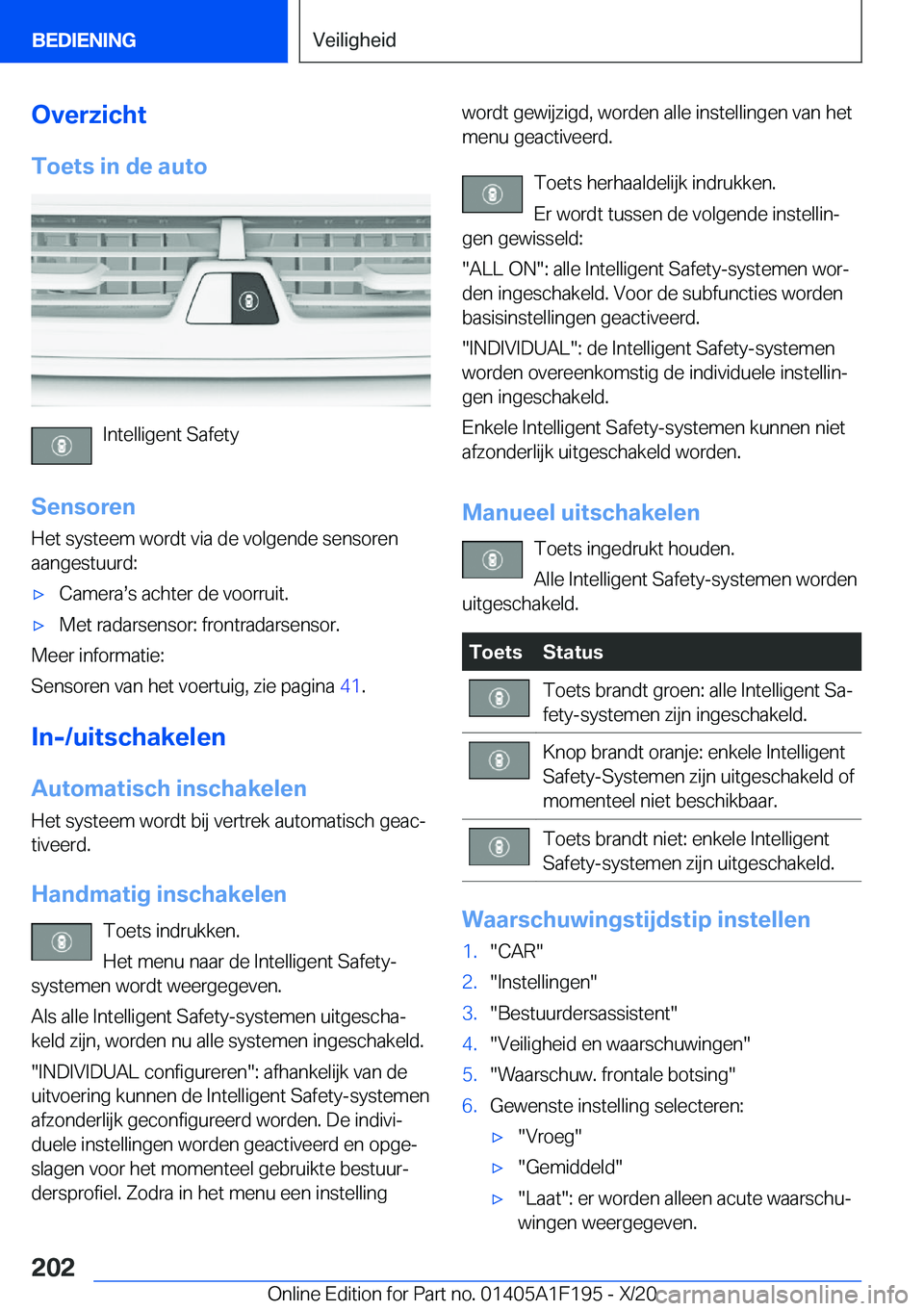 BMW M5 2021  Instructieboekjes (in Dutch) �O�v�e�r�z�i�c�h�t�T�o�e�t�s��i�n��d�e��a�u�t�o
�I�n�t�e�l�l�i�g�e�n�t��S�a�f�e�t�y
�S�e�n�s�o�r�e�n
�H�e�t��s�y�s�t�e�e�m��w�o�r�d�t��v�i�a��d�e��v�o�l�g�e�n�d�e��s�e�n�s�o�r�e�n �a�a�n�g�e
