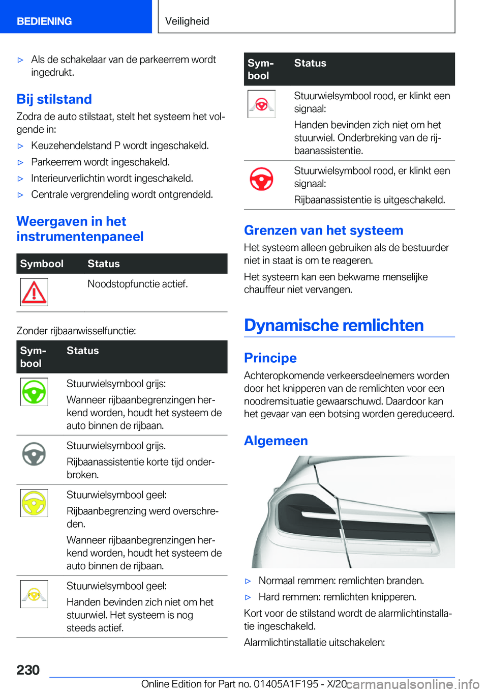 BMW M5 2021  Instructieboekjes (in Dutch) 'x�A�l�s��d�e��s�c�h�a�k�e�l�a�a�r��v�a�n��d�e��p�a�r�k�e�e�r�r�e�m��w�o�r�d�t
�i�n�g�e�d�r�u�k�t�.
�B�i�j��s�t�i�l�s�t�a�n�d
�Z�o�d�r�a��d�e��a�u�t�o��s�t�i�l�s�t�a�a�t�,��s�t�e�l�t��