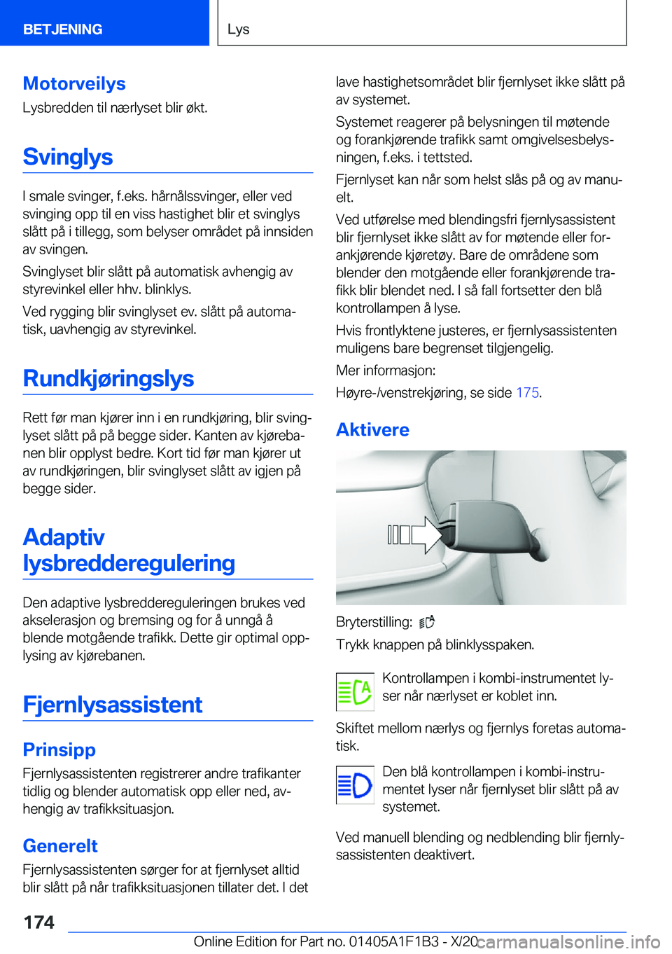 BMW M5 2021  InstruksjonsbØker (in Norwegian) �M�o�t�o�r�v�e�i�l�y�s�L�y�s�b�r�e�d�d�e�n��t�i�l��n�æ�r�l�y�s�e�t��b�l�i�r��