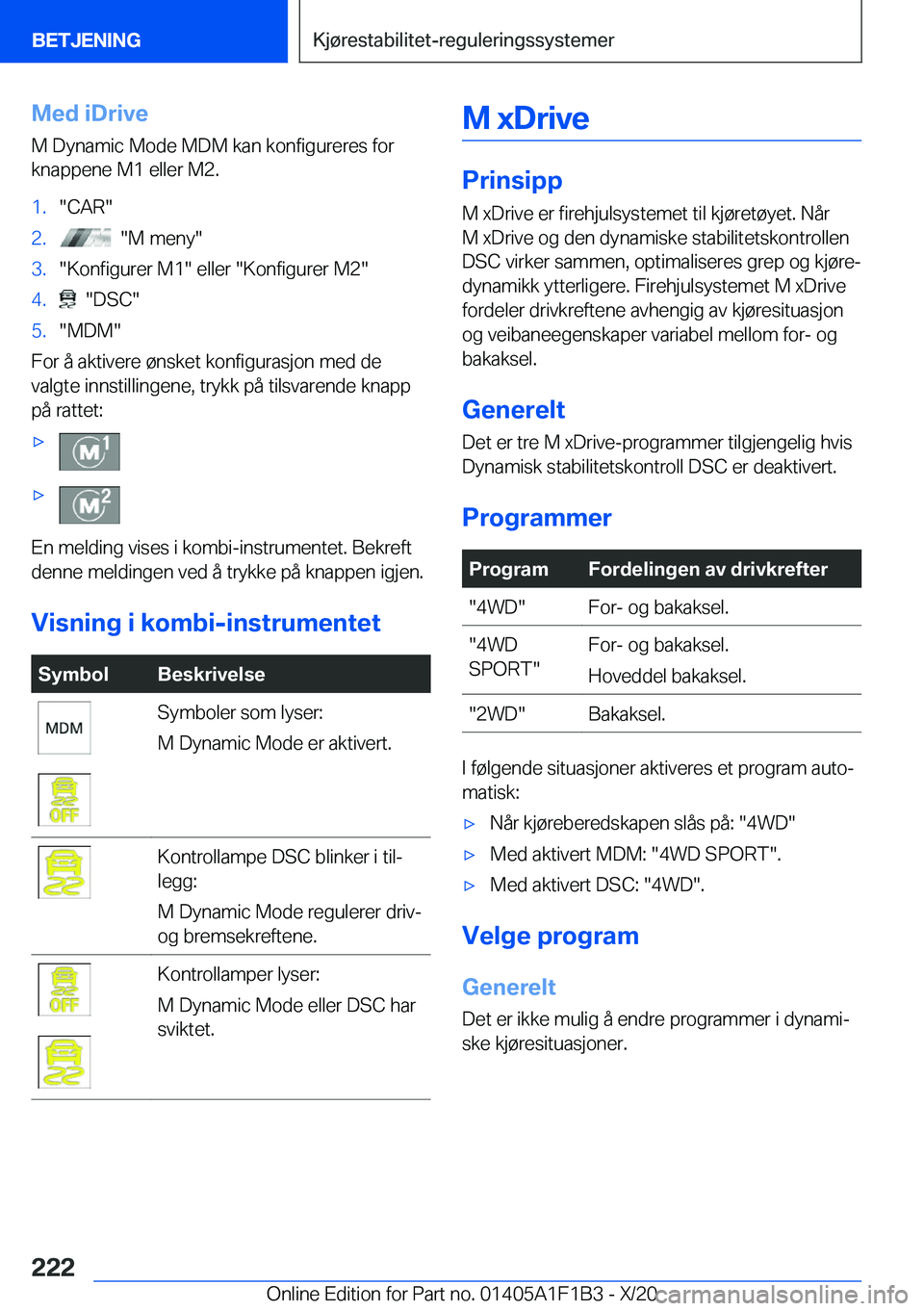 BMW M5 2021  InstruksjonsbØker (in Norwegian) �M�e�d��i�D�r�i�v�e
�M��D�y�n�a�m�i�c��M�o�d�e��M�D�M��k�a�n��k�o�n�f�i�g�u�r�e�r�e�s��f�o�r
�k�n�a�p�p�e�n�e��M�1��e�l�l�e�r��M�2�.�1�.��C�A�R��2�.����M��m�e�n�y��3�.��K�o�n�f�i�g�u
