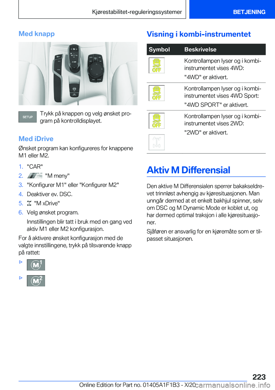 BMW M5 2021  InstruksjonsbØker (in Norwegian) �M�e�d��k�n�a�p�p
�T�r�y�k�k��p�å��k�n�a�p�p�e�n��o�g��v�e�l�g��
