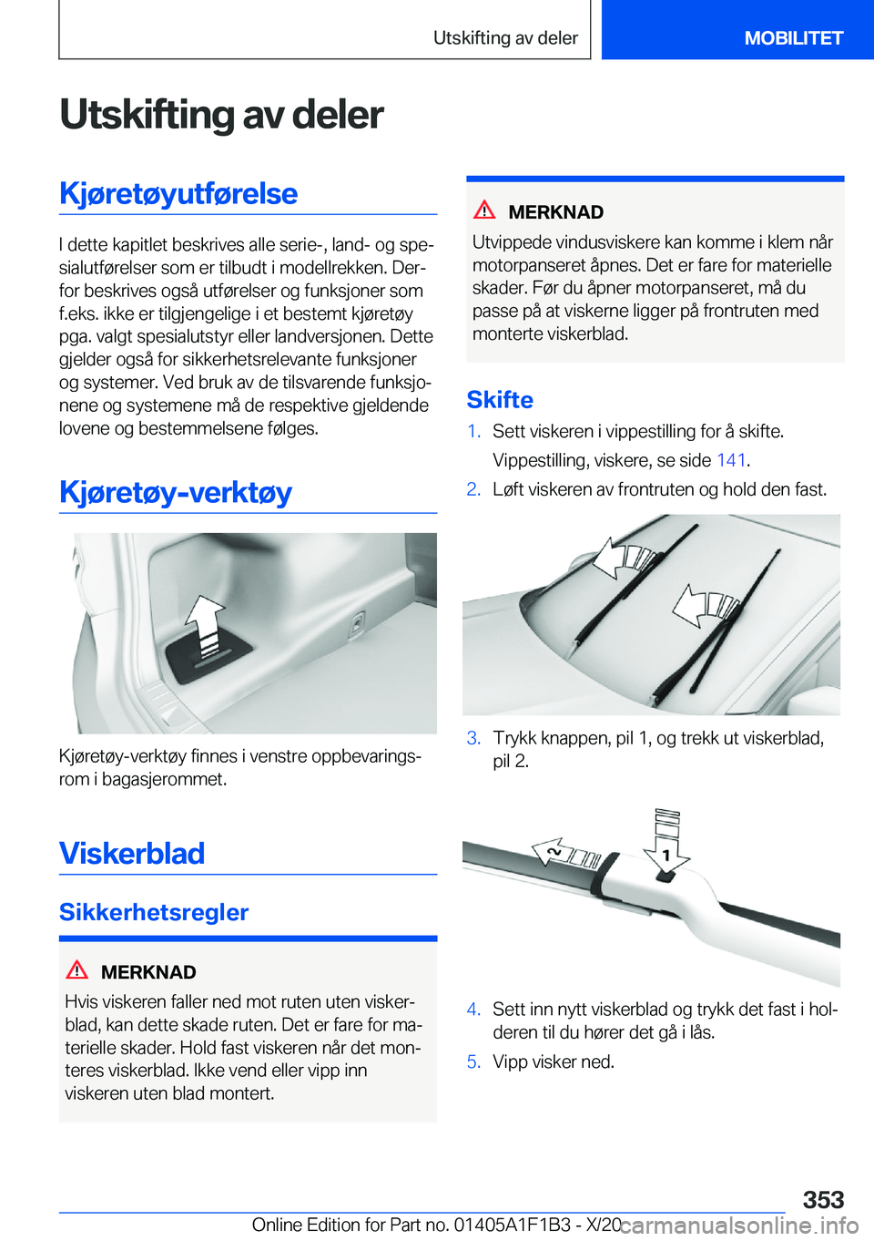 BMW M5 2021  InstruksjonsbØker (in Norwegian) �U�t�s�k�i�f�t�i�n�g��a�v��d�e�l�e�r�K�j�