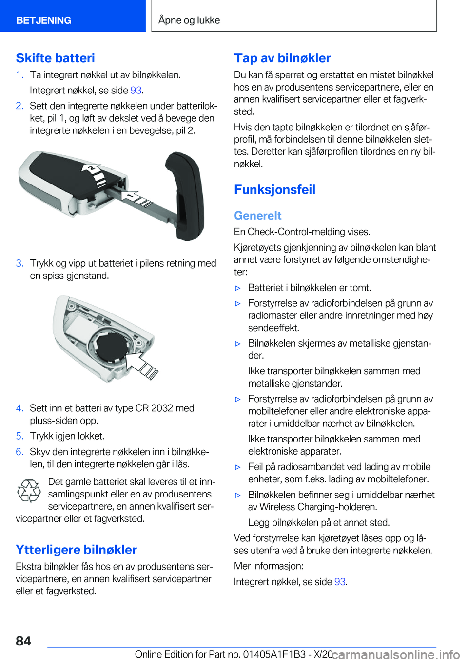 BMW M5 2021  InstruksjonsbØker (in Norwegian) �S�k�i�f�t�e��b�a�t�t�e�r�i�1�.�T�a��i�n�t�e�g�r�e�r�t��n�
