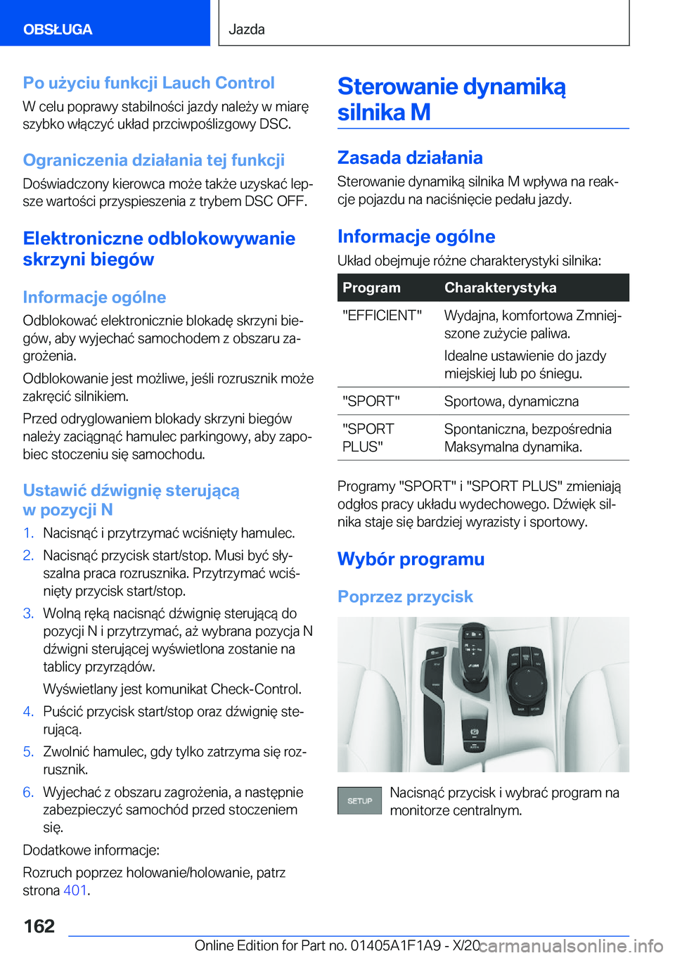 BMW M5 2021  Instrukcja obsługi (in Polish) �P�o��u9�y�c�i�u��f�u�n�k�c�j�i��L�a�u�c�h��C�o�n�t�r�o�l�W��c�e�l�u��p�o�p�r�a�w�y��s�t�a�b�i�l�n�o�c�i��j�a�z�d�y��n�a�l�e9�y��w��m�i�a�r�
