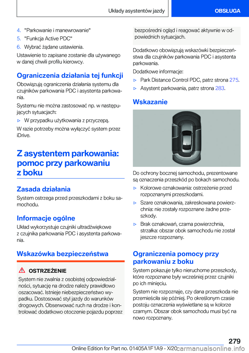 BMW M5 2021  Instrukcja obsługi (in Polish) �4�.��P�a�r�k�o�w�a�n�i�e��i��m�a�n�e�w�r�o�w�a�n�i�e��5�.��F�u�n�k�c�j�a��A�c�t�i�v�e��P�D�C��6�.�W�y�b�r�a�