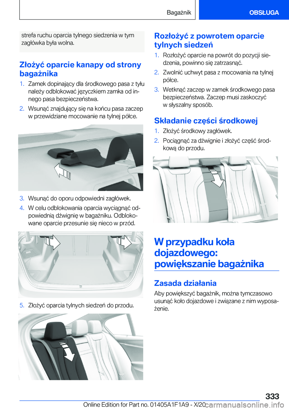 BMW M5 2021  Instrukcja obsługi (in Polish) �s�t�r�e�f�a��r�u�c�h�u��o�p�a�r�c�i�a��t�y�l�n�e�g�o��s�i�e�d�z�e�n�i�a��w��t�y�m�z�a�g�ł�