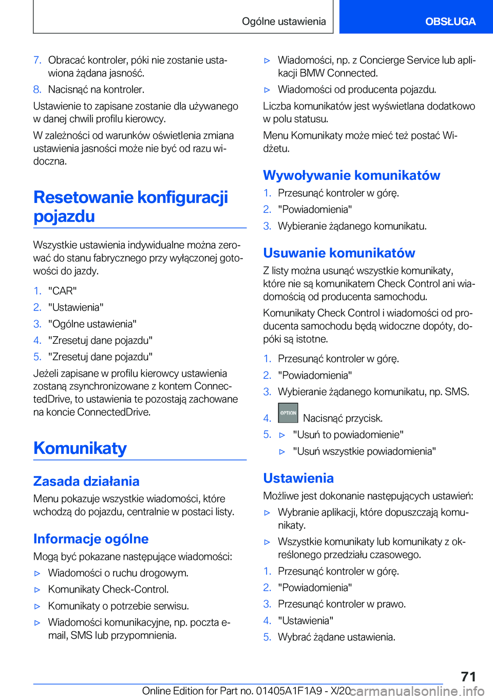 BMW M5 2021  Instrukcja obsługi (in Polish) �7�.�O�b�r�a�c�a�