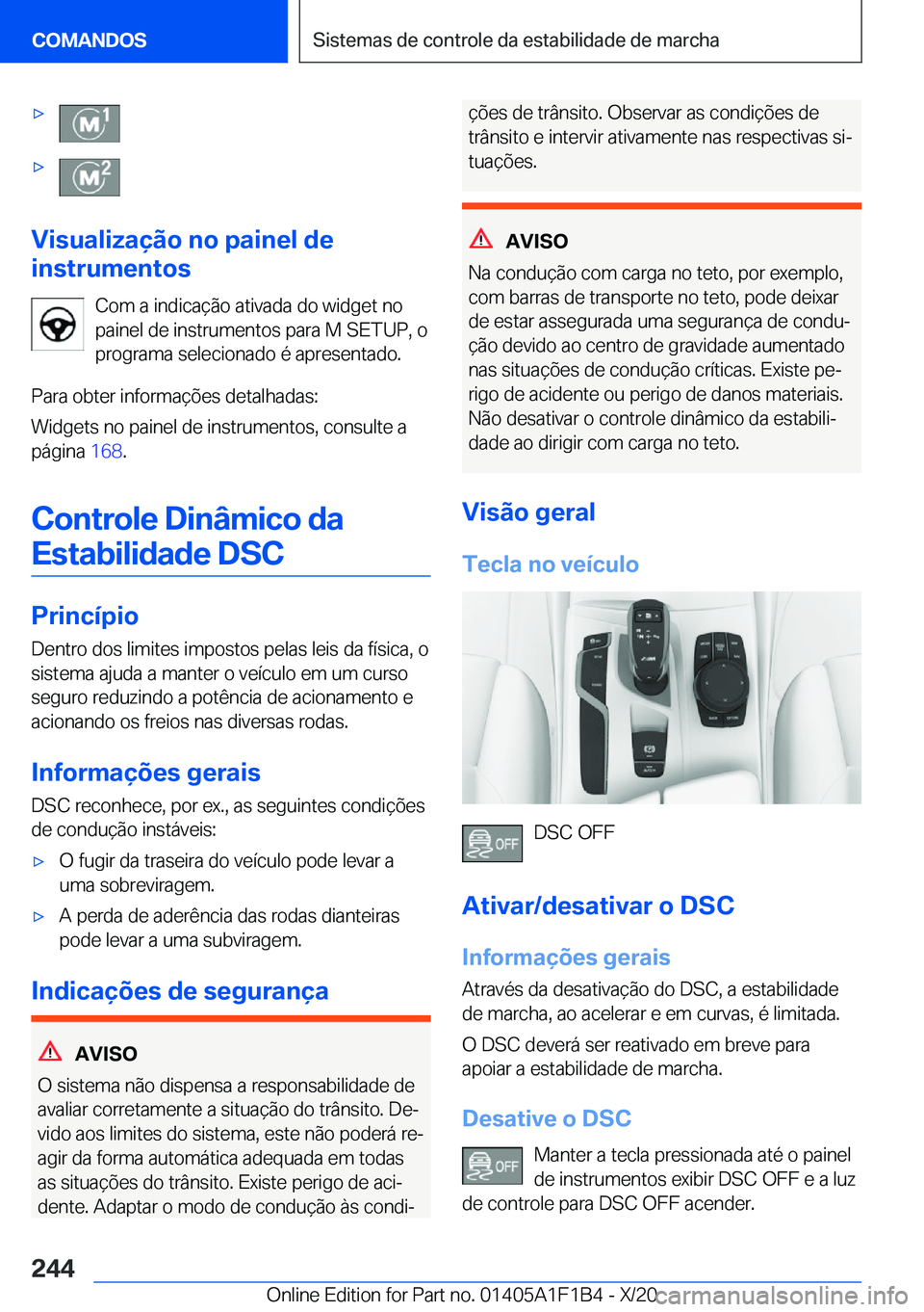 BMW M5 2021  Manual do condutor (in Portuguese) 'x'x
�V�i�s�u�a�l�i�z�a�