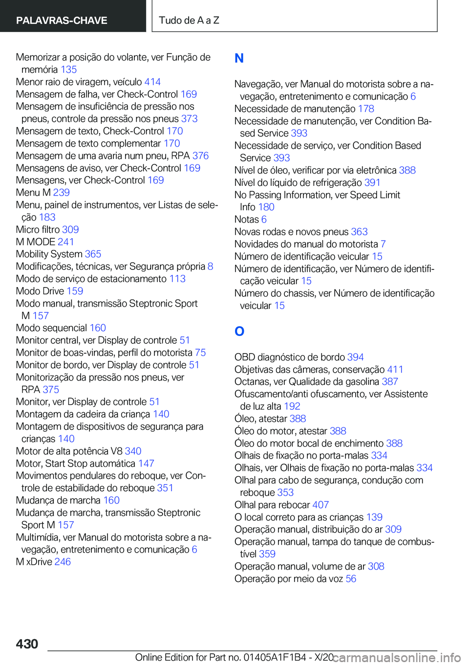 BMW M5 2021  Manual do condutor (in Portuguese) �M�e�m�o�r�i�z�a�r��a��p�o�s�i�