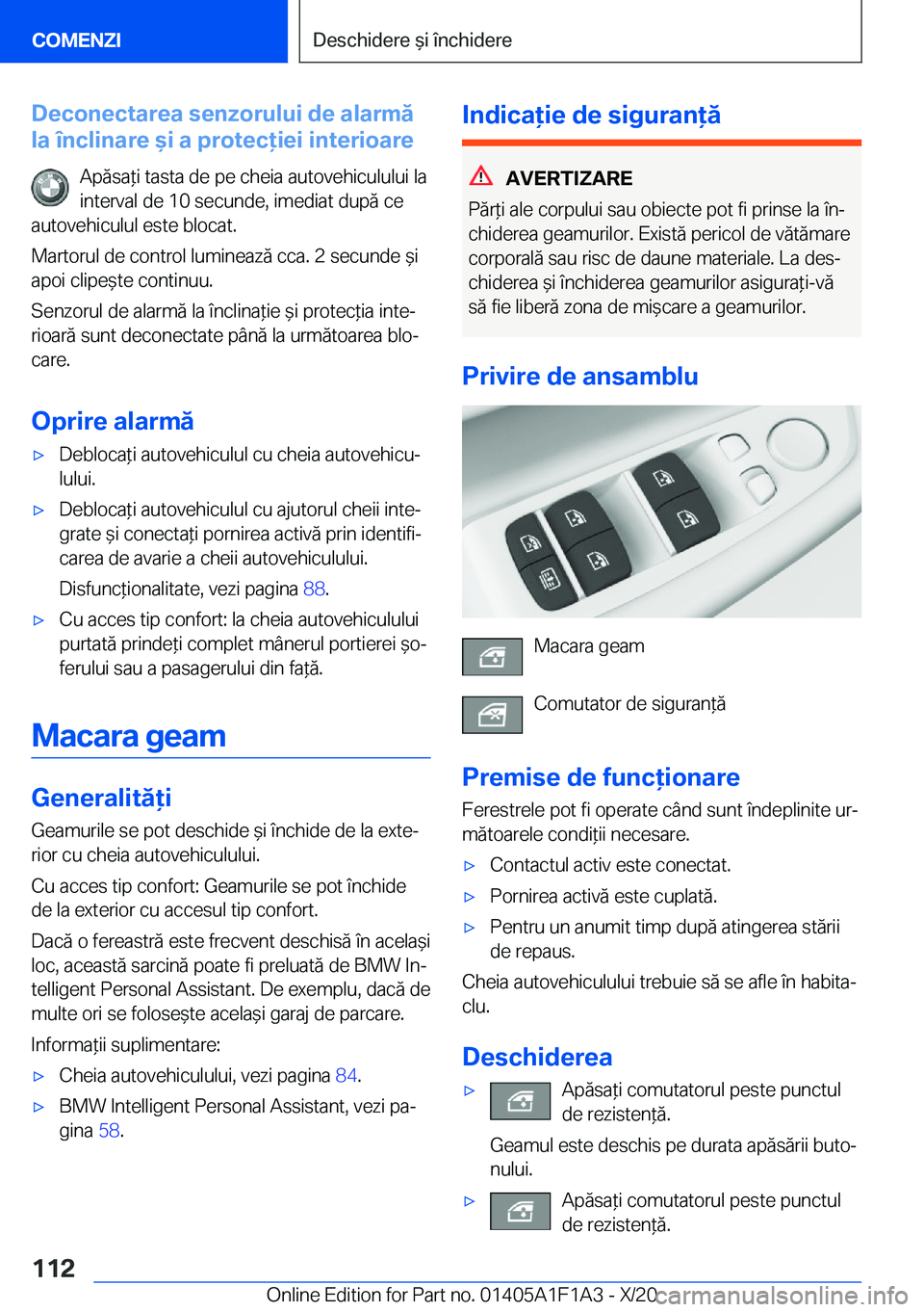 BMW M5 2021  Ghiduri De Utilizare (in Romanian) �D�e�c�o�n�e�c�t�a�r�e�a��s�e�n�z�o�r�u�l�u�i��d�e��a�l�a�r�m�