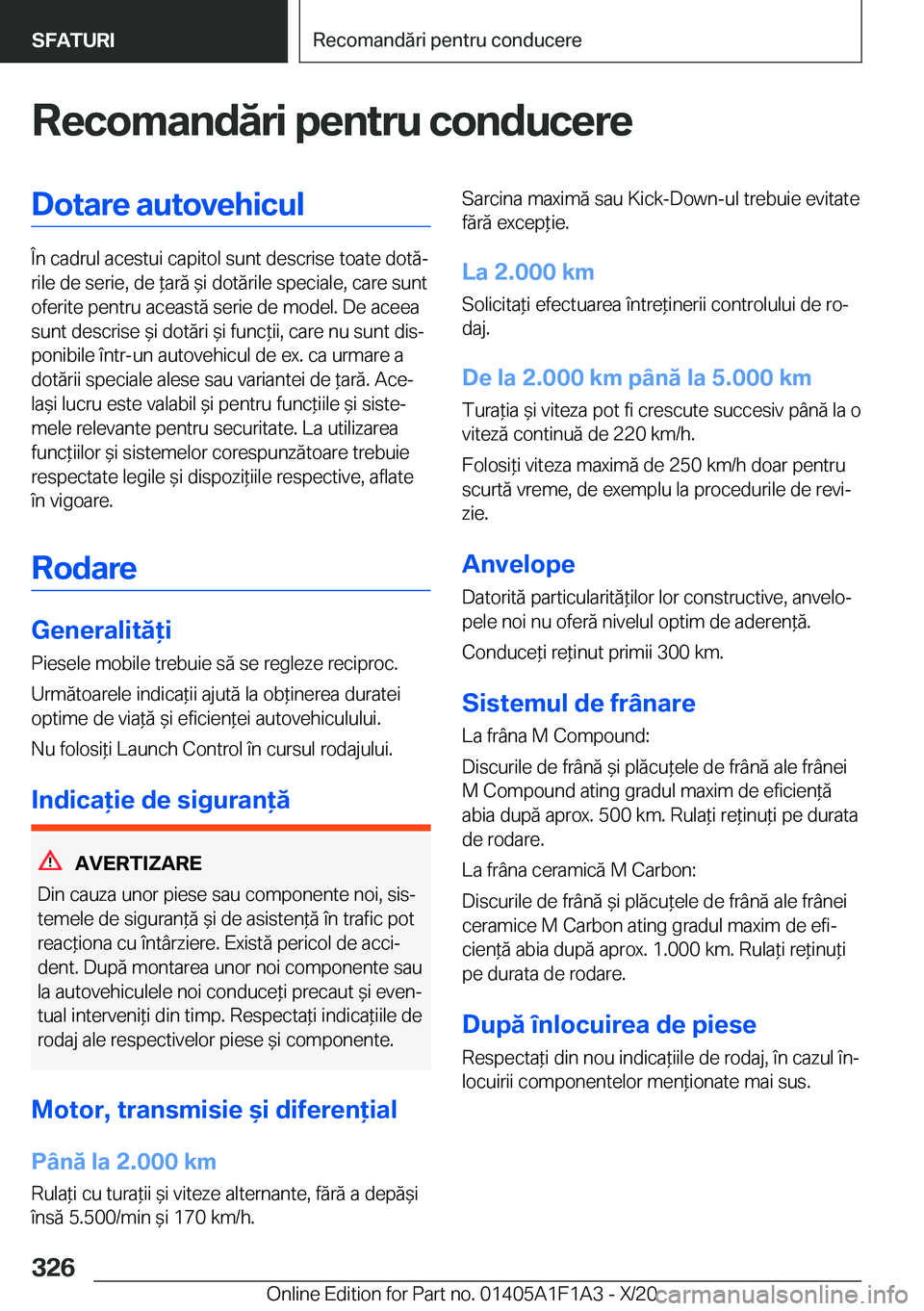 BMW M5 2021  Ghiduri De Utilizare (in Romanian) �R�e�c�o�m�a�n�d�