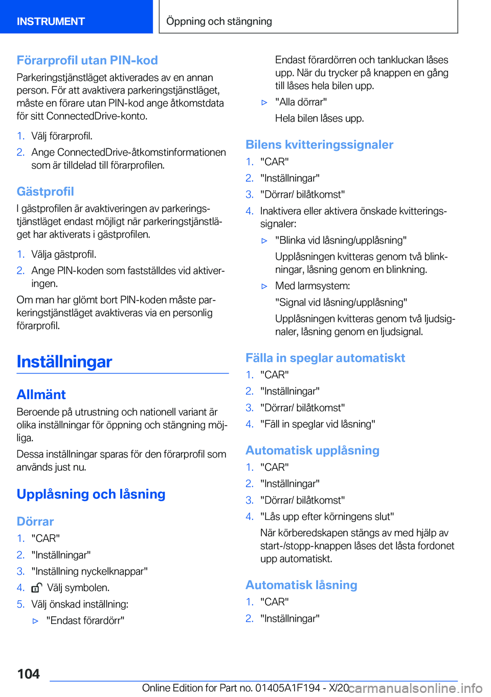BMW M5 2021  InstruktionsbÖcker (in Swedish) �F�