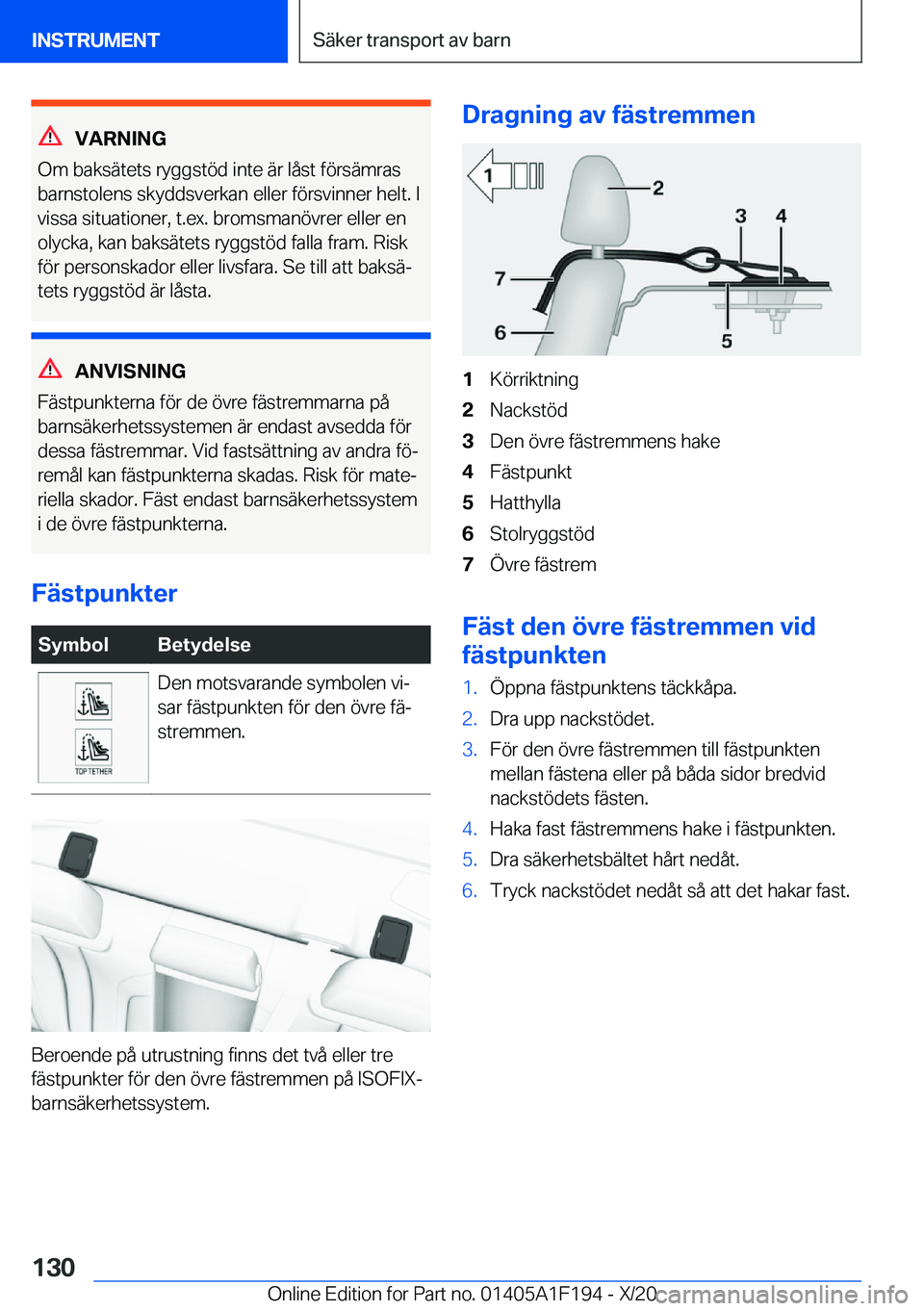 BMW M5 2021  InstruktionsbÖcker (in Swedish) �V�A�R�N�I�N�G
�O�m��b�a�k�s�ä�t�e�t�s��r�y�g�g�s�t�