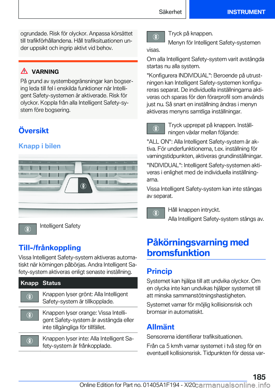BMW M5 2021  InstruktionsbÖcker (in Swedish) �o�g�r�u�n�d�a�d�e�.��R�i�s�k��f�
