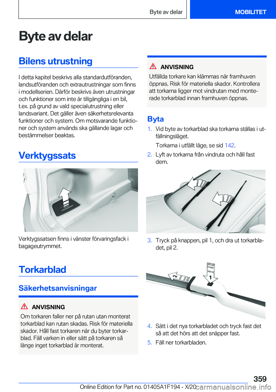 BMW M5 2021  InstruktionsbÖcker (in Swedish) �B�y�t�e��a�v��d�e�l�a�r�B�i�l�e�n�s��u�t�r�u�s�t�n�i�n�g
�I��d�e�t�t�a��k�a�p�i�t�e�l��b�e�s�k�r�i�v�s��a�l�l�a��s�t�a�n�d�a�r�d�u�t�f�
