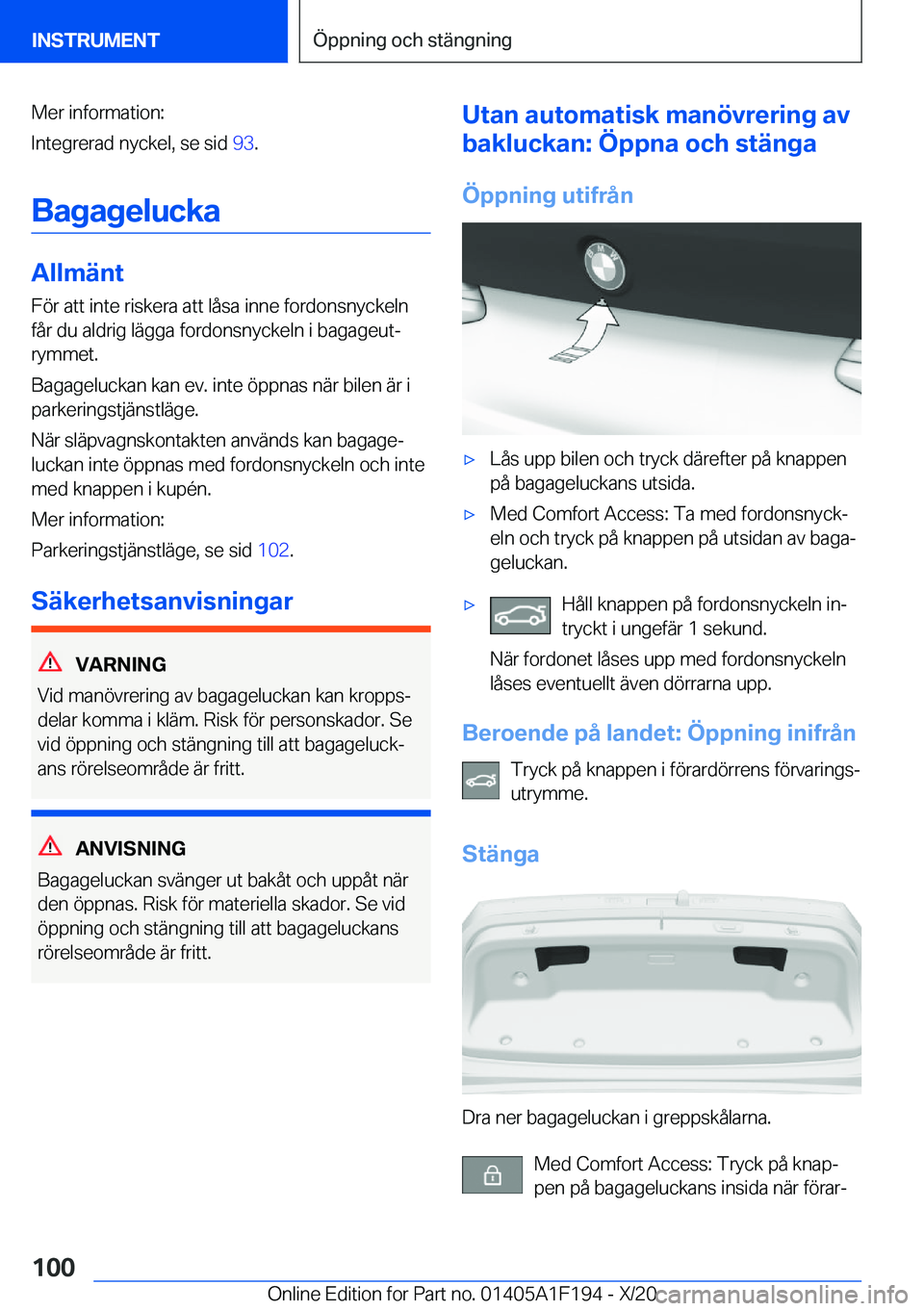 BMW M5 2021  InstruktionsbÖcker (in Swedish) �M�e�r��i�n�f�o�r�m�a�t�i�o�n�:
�I�n�t�e�g�r�e�r�a�d��n�y�c�k�e�l�,��s�e��s�i�d� �9�3�.
�B�a�g�a�g�e�l�u�c�k�a
�A�l�l�m�ä�n�t
�F�