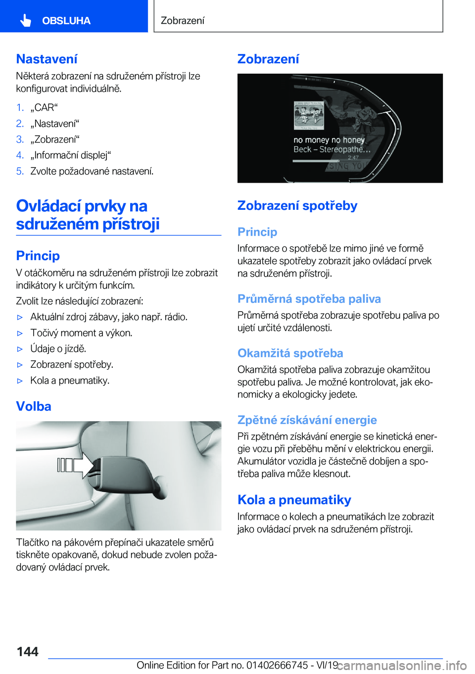 BMW M5 2020  Návod na použití (in Czech) �N�a�s�t�a�v�e�n�