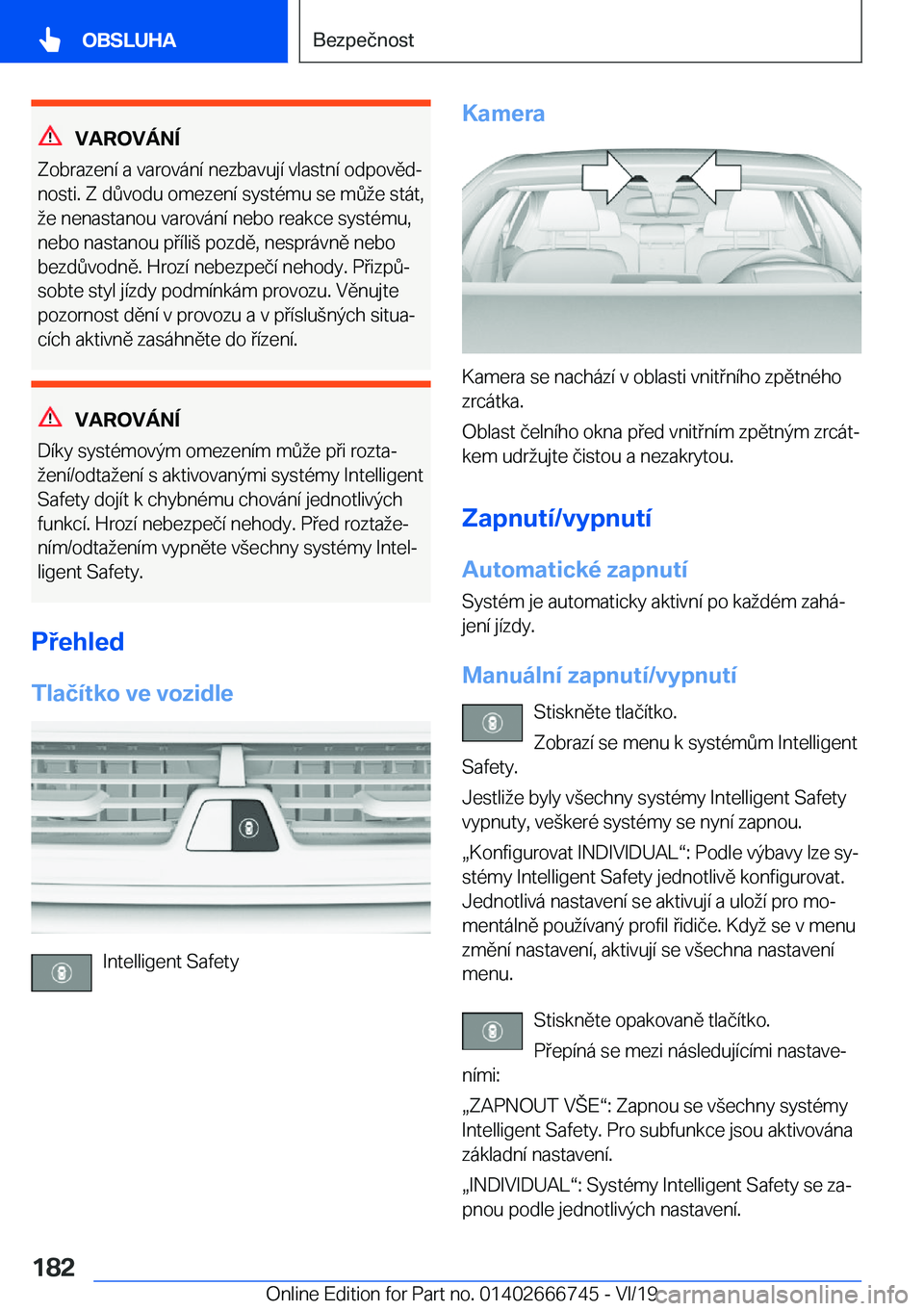 BMW M5 2020  Návod na použití (in Czech) �V�A�R�O�V�