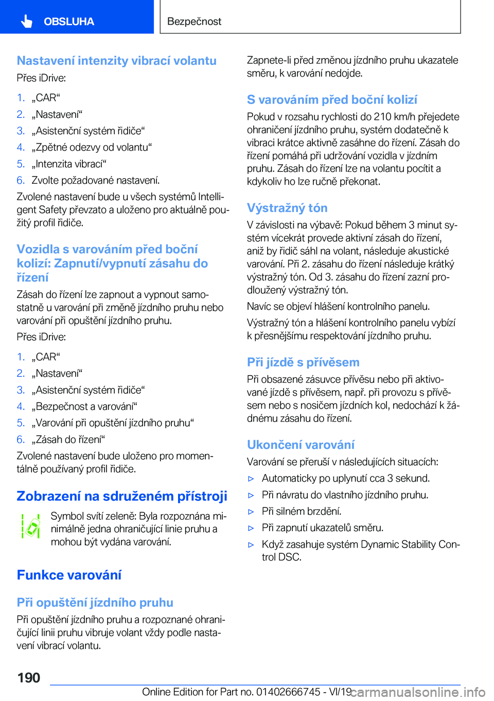 BMW M5 2020  Návod na použití (in Czech) �N�a�s�t�a�v�e�n�