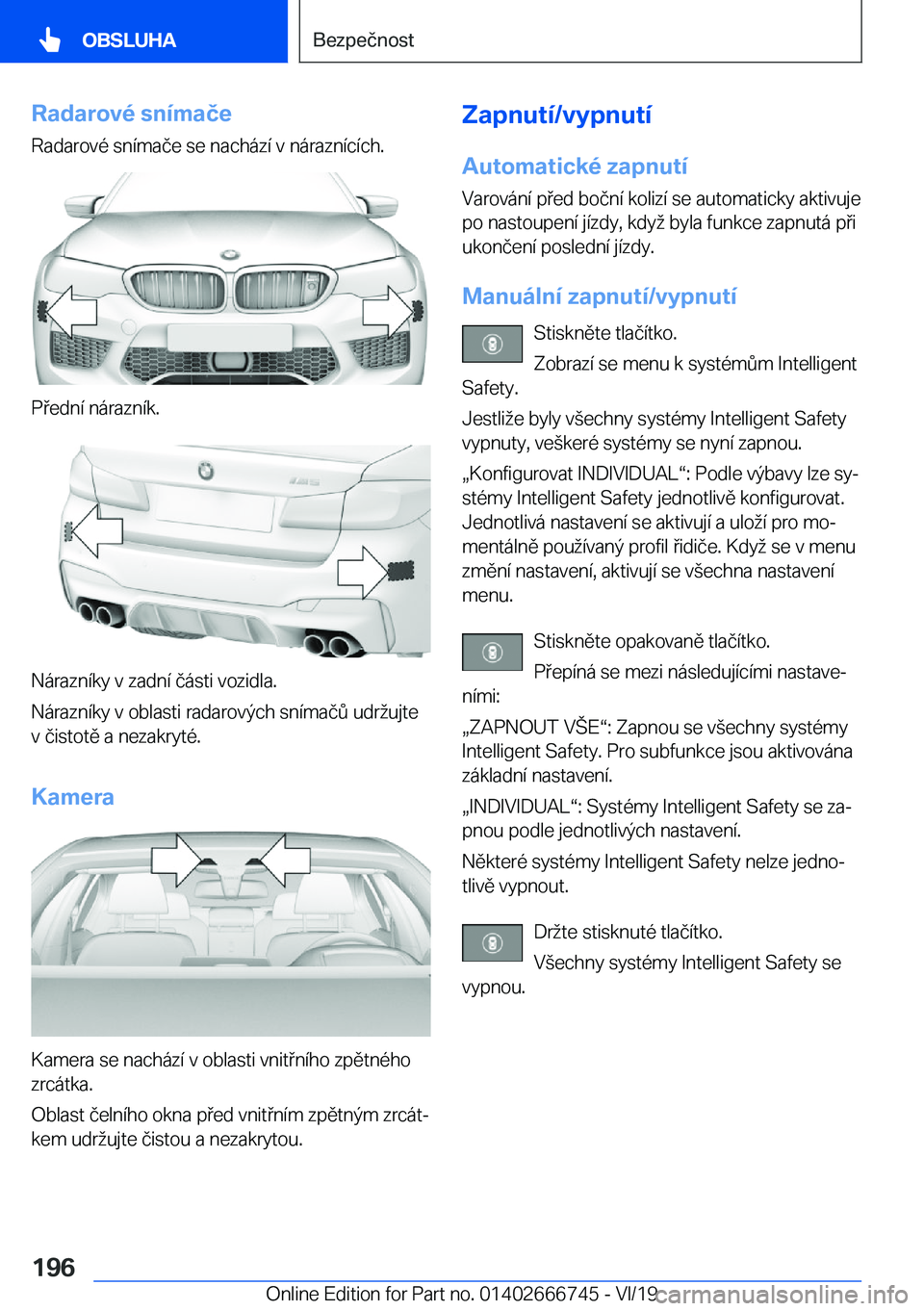 BMW M5 2020  Návod na použití (in Czech) �R�a�d�a�r�o�v�
