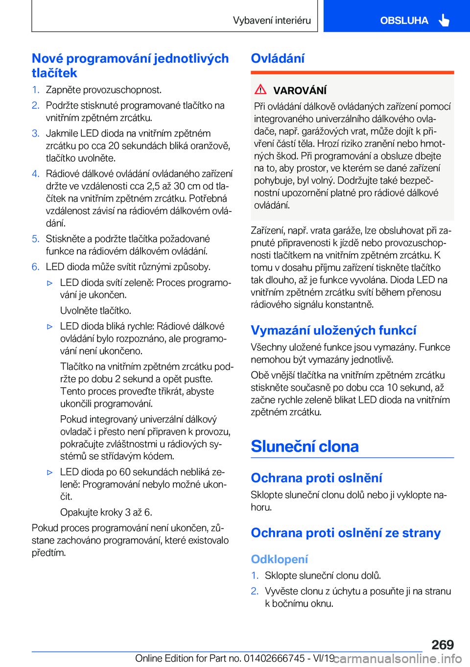 BMW M5 2020  Návod na použití (in Czech) �N�o�v�