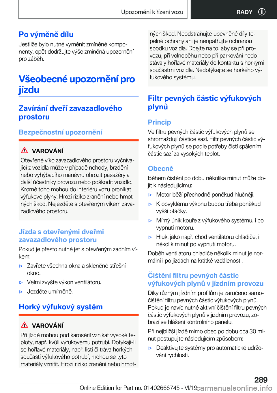 BMW M5 2020  Návod na použití (in Czech) �P�o��v�