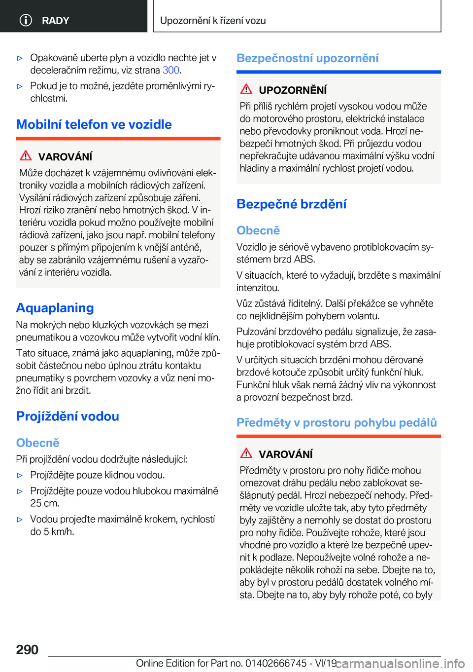 BMW M5 2020  Návod na použití (in Czech) 'x�O�p�a�k�o�v�a�n�