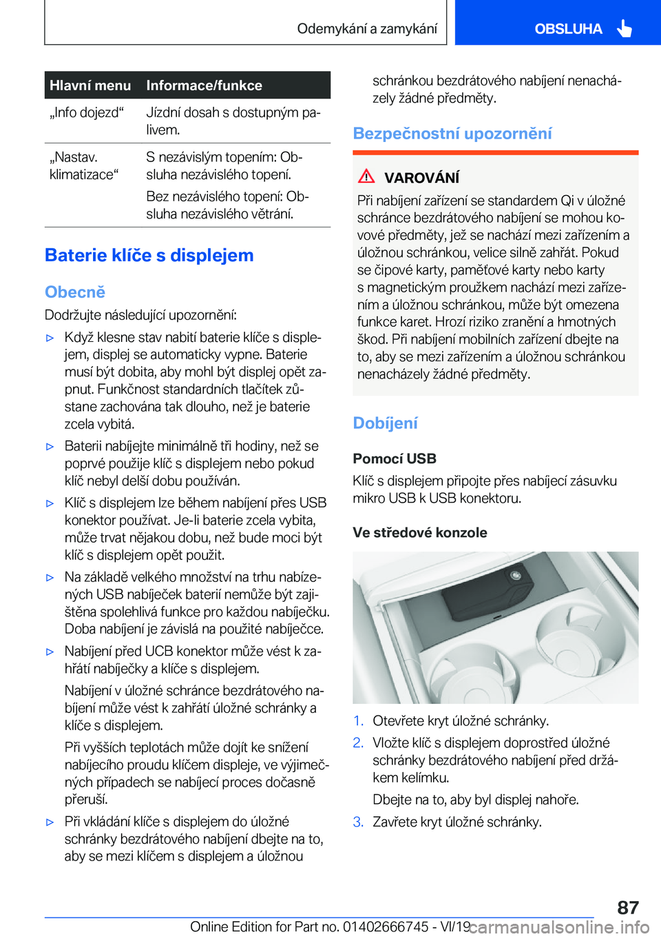 BMW M5 2020  Návod na použití (in Czech) �H�l�a�v�n�