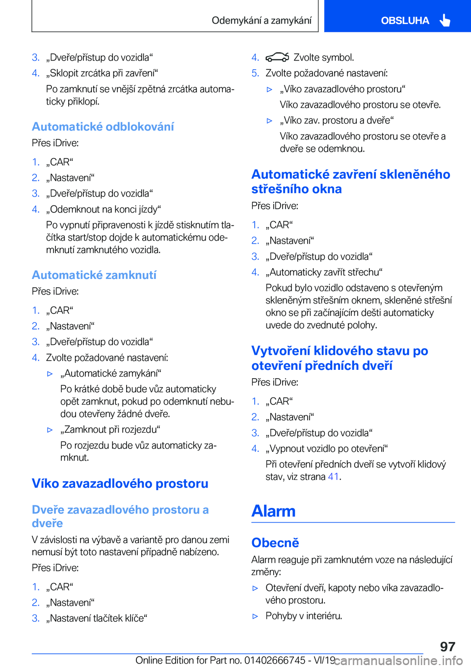 BMW M5 2020  Návod na použití (in Czech) �3�.x�D�v�e�e�/�p�