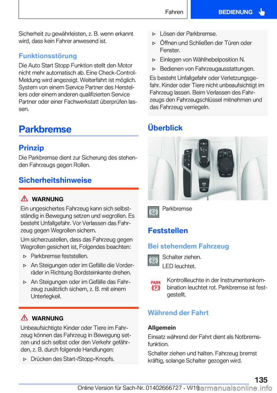 BMW M5 2020  Betriebsanleitungen (in German) �S�i�c�h�e�r�h�e�i�t��z�u��g�e�w�