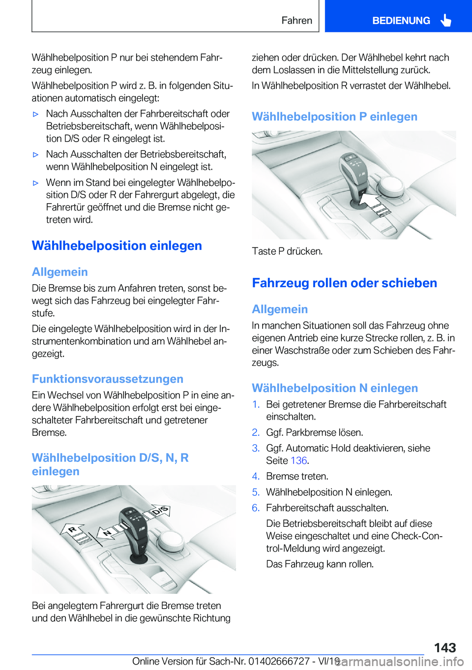 BMW M5 2020  Betriebsanleitungen (in German) �W�