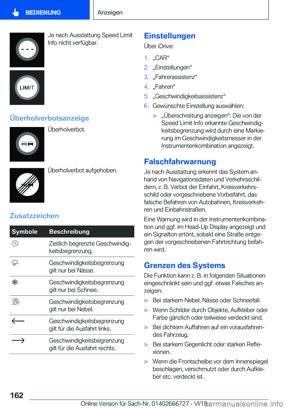BMW M5 2020  Betriebsanleitungen (in German) �J�e��n�a�c�h��A�u�s�s�t�a�t�t�u�n�g��S�p�e�e�d��L�i�m�i�t�I�n�f�o��n�i�c�h�t��v�e�r�f�